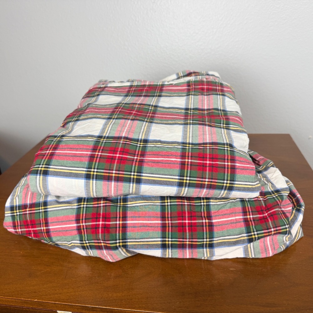 Pottery Barn Sheets Flat & Fitted Full Stewart Plaid Cotton Bedding Holidays